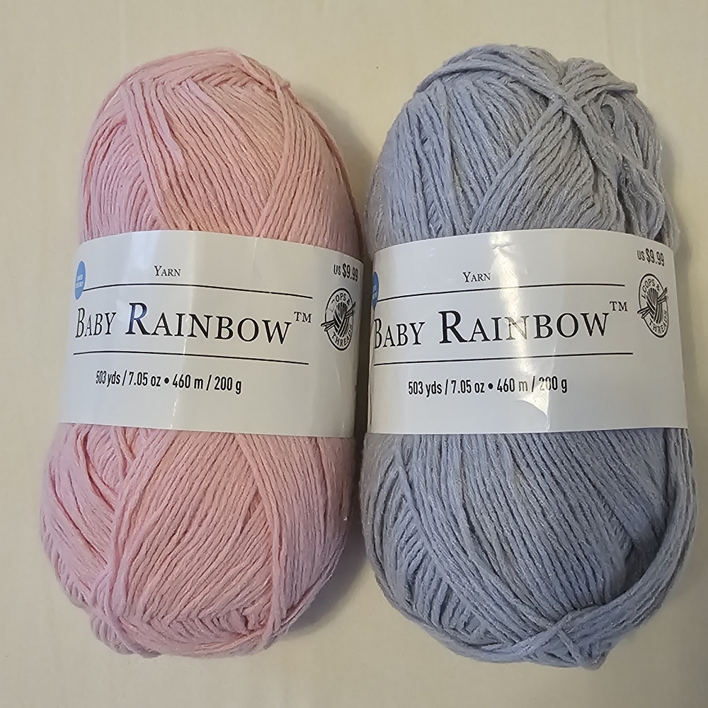 1 Skein Loops & Threads Baby Rainbow #4 Aran Yarn Light Grey or Pink 503 yd/ea
